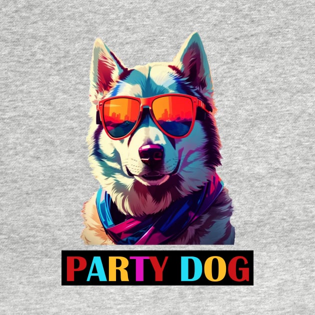 Party Dog Husky Retro by Artsimple247